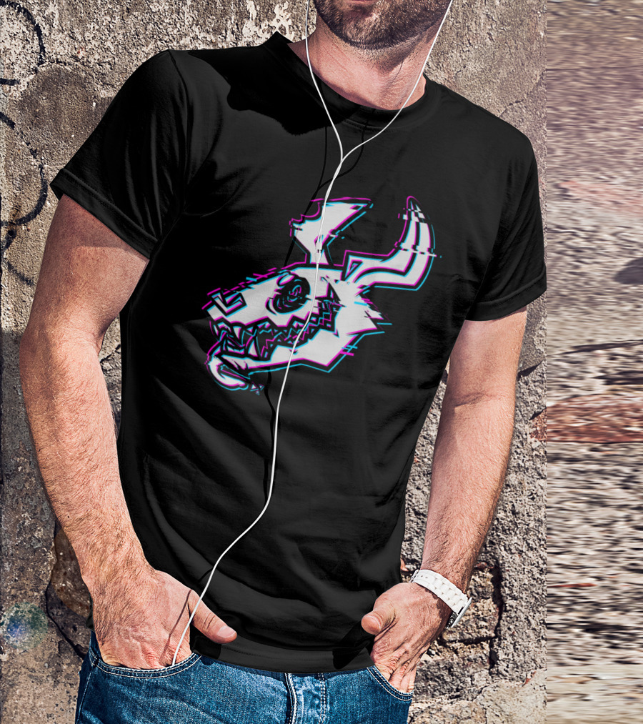 Converge Glitch Skull Graphic With Neon Accents T-Shirt