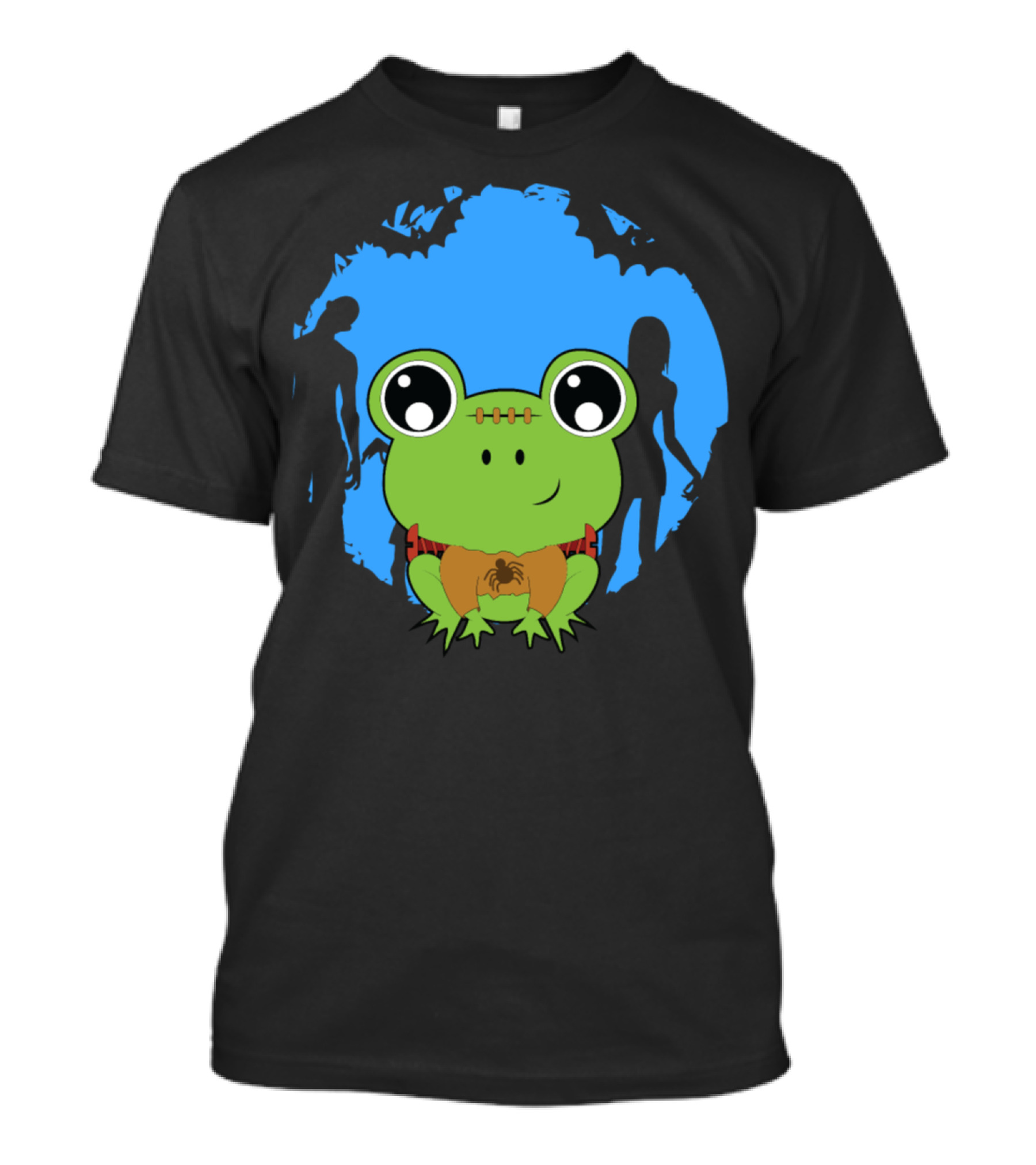 Cute Scary Frog Animal With Silhouettes And Spider T-Shirt