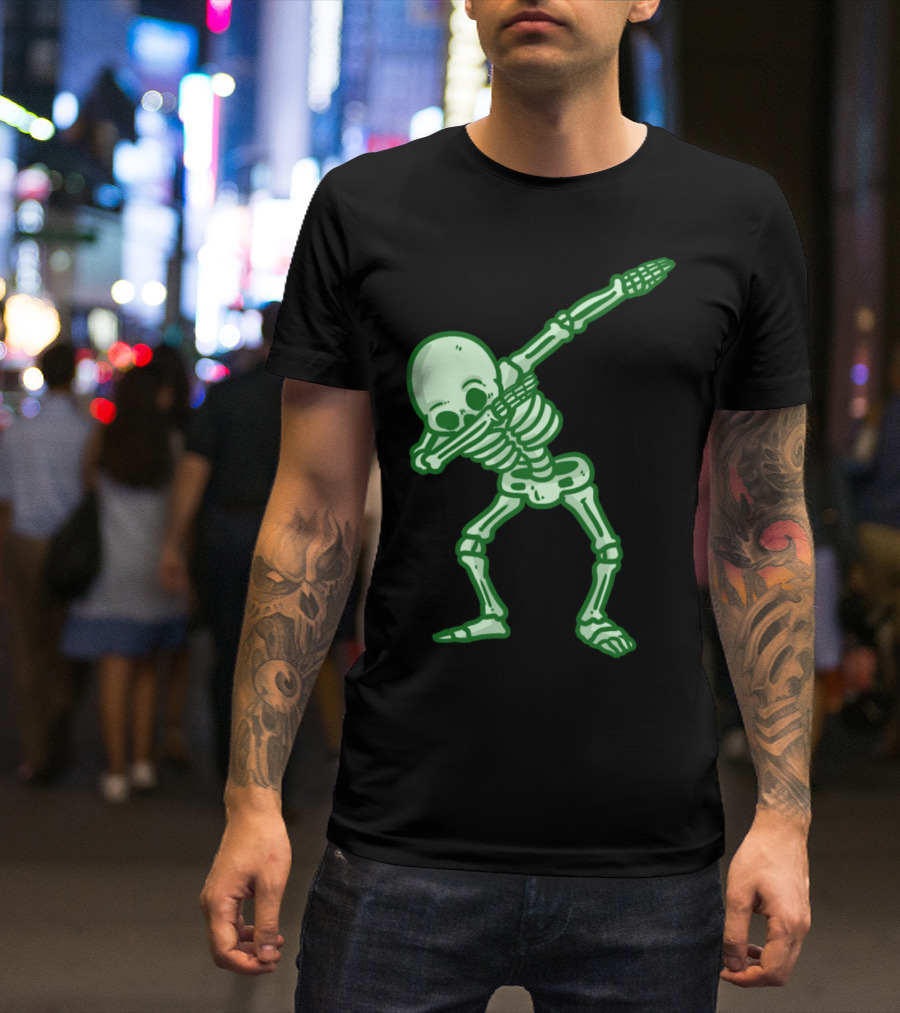 Dab Skeleton On Halloween Glow Dance T-Shirt