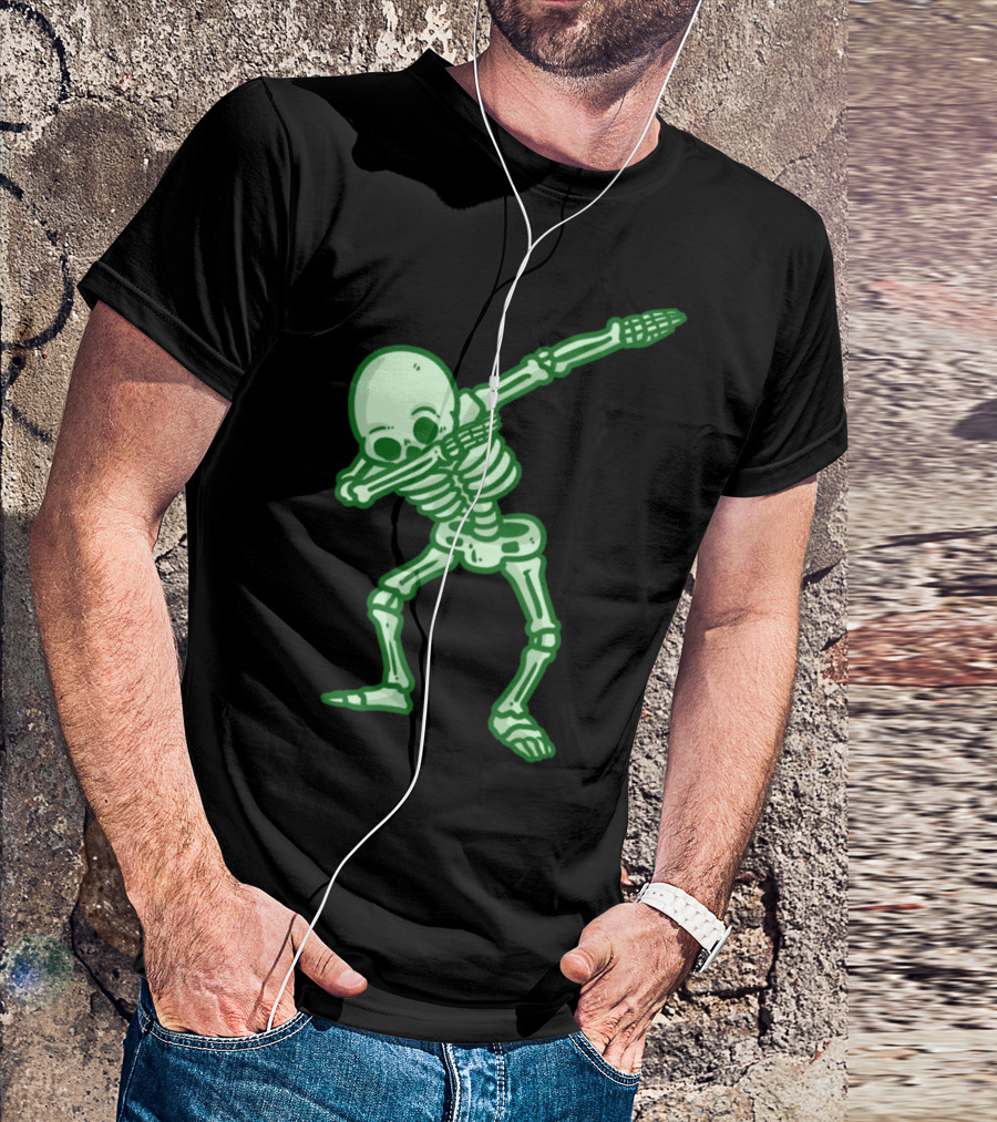 Dab Skeleton On Halloween Glow Dance T-Shirt