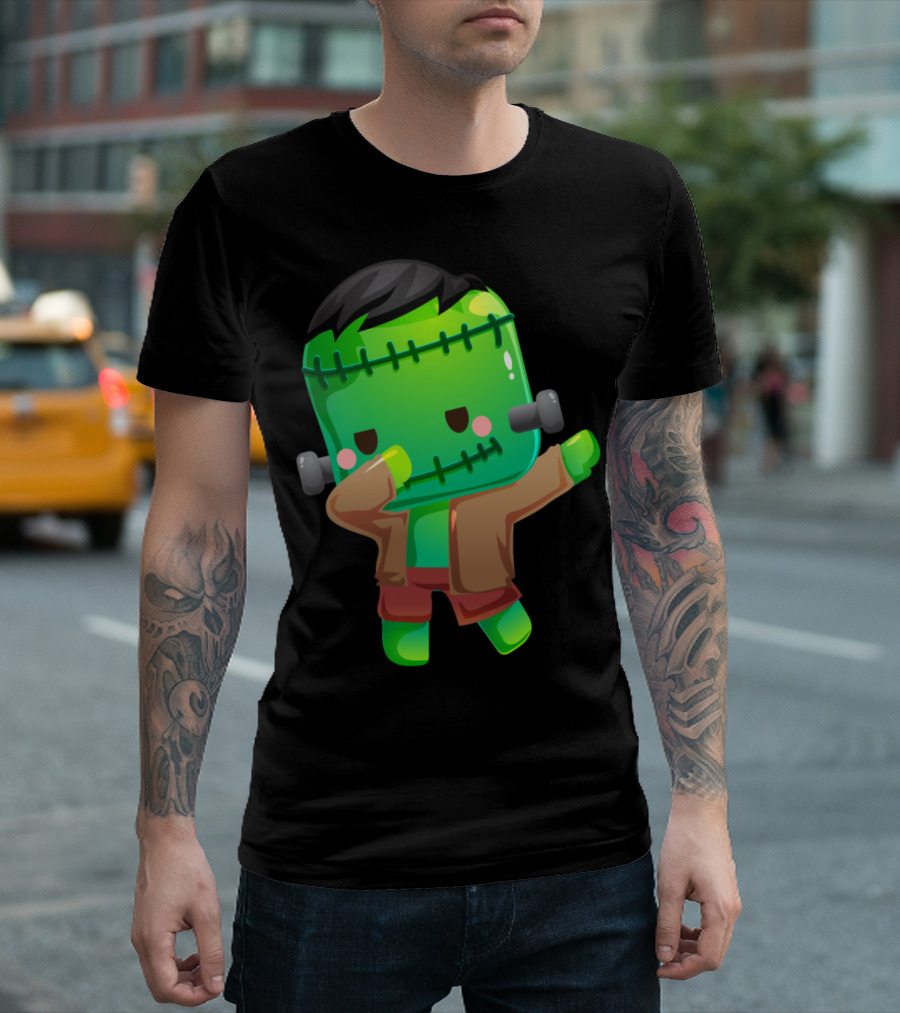 Frankenstein Monster Dabbing Dance Cartoon Zombie T-Shirt