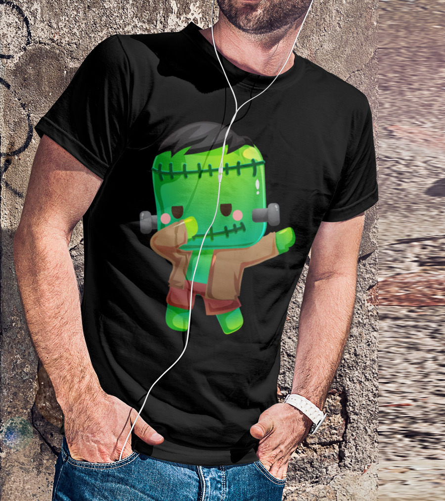 Frankenstein Monster Dabbing Dance Cartoon Zombie T-Shirt