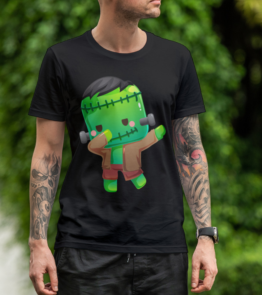 Frankenstein Monster Dabbing Dance Cartoon Zombie T-Shirt