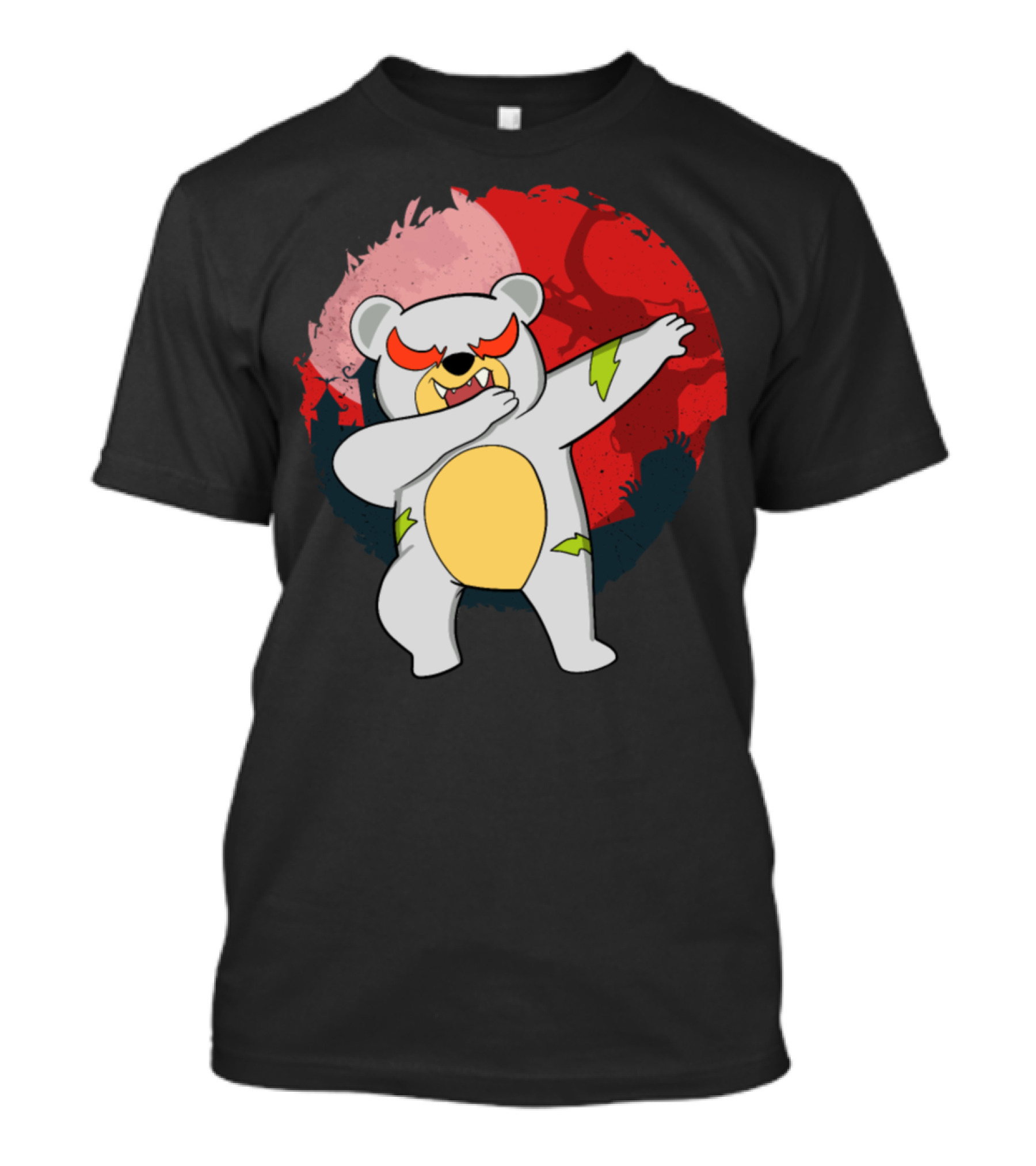 Dabbing Scary Polar Bear Halloween Moon Background T-Shirt