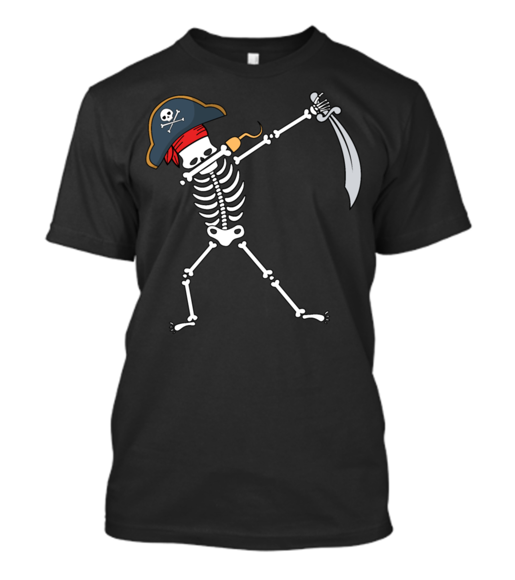 Dabbing Pirate Skeleton With Hat And Sword Classic Skull And Crossbones T-Shirt