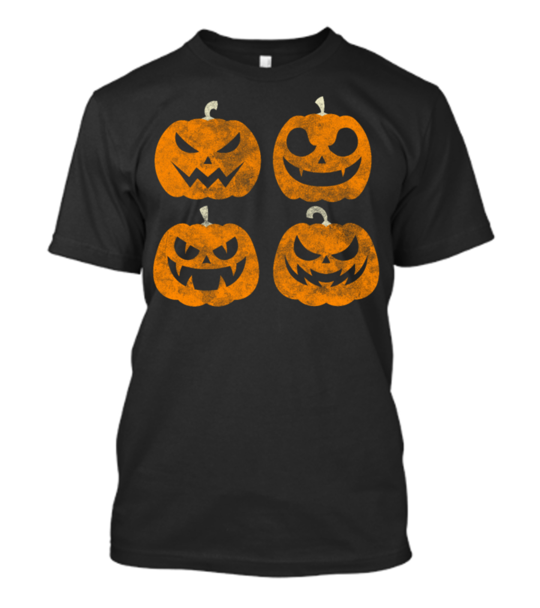 Four Distressed Halloween Pumpkins With Different Faces T-Shirt