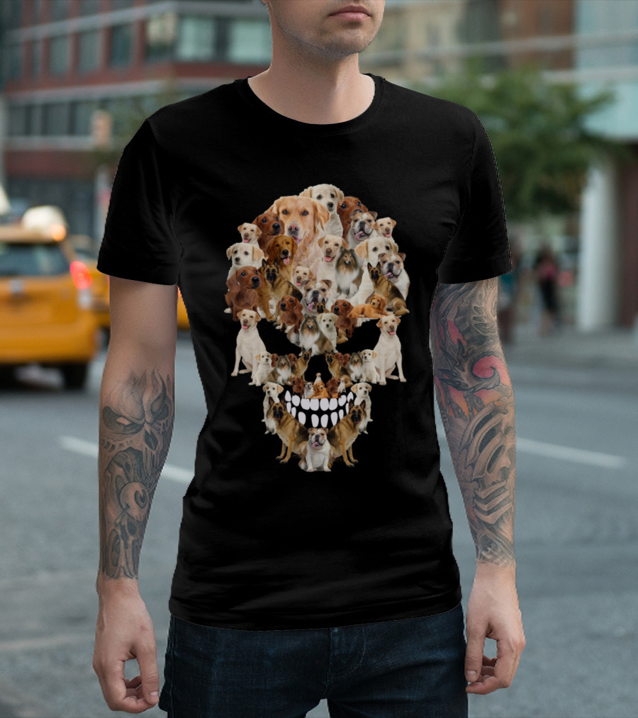 Dog Skull Skeleton Collage With Multiple Dog Breeds T-Shirt