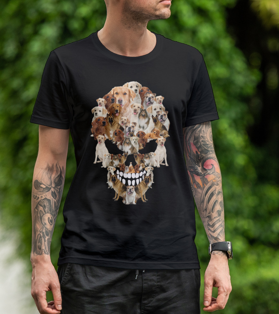 Dog Skull Skeleton Collage With Multiple Dog Breeds T-Shirt