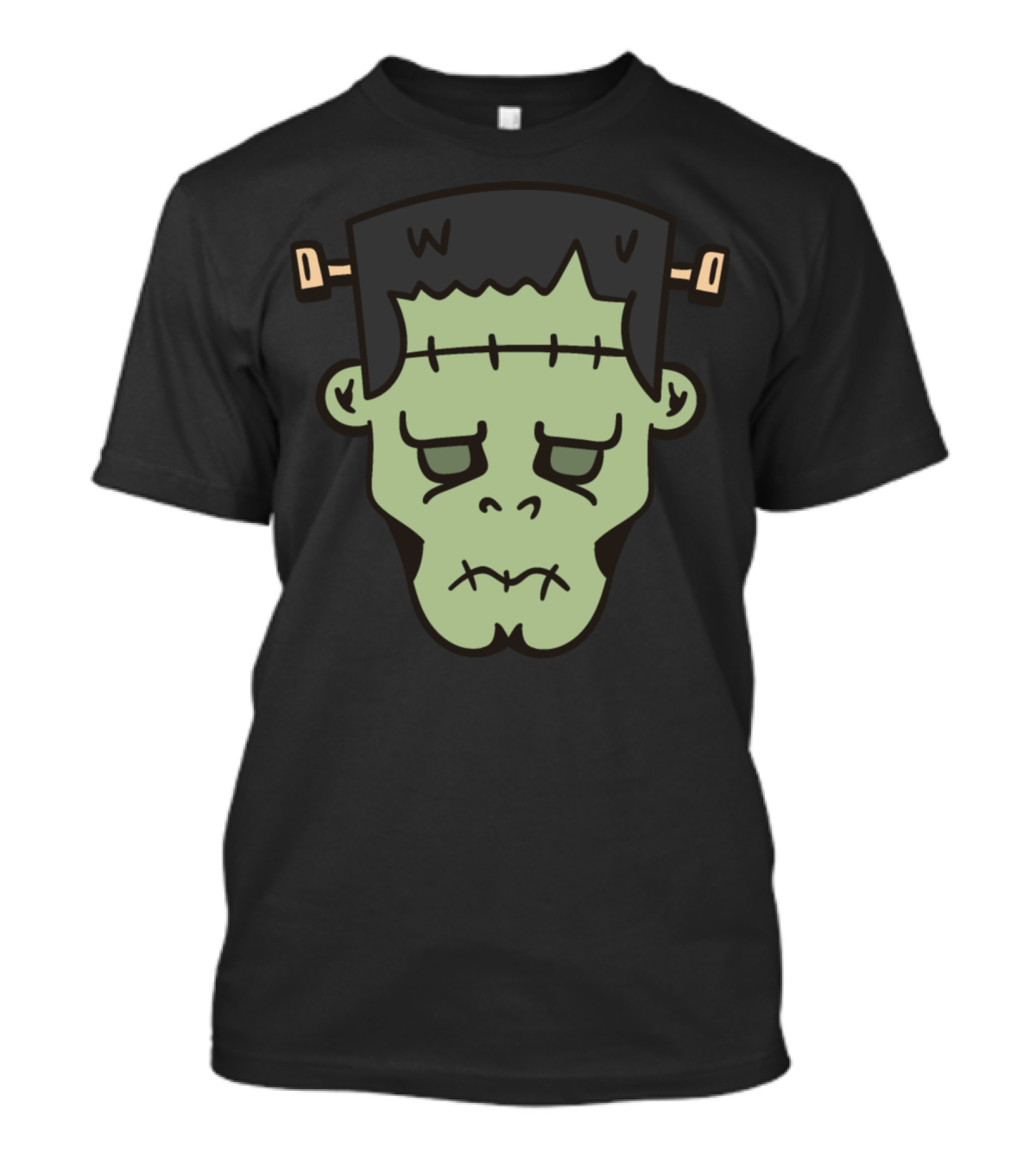 Frankensteins Head Iconic Cartoon Green Monster Face T-Shirt