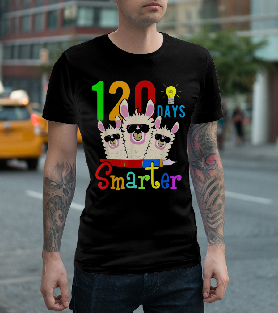 120 Days Smarter Teacher Llama Happy 120th Day T-Shirt