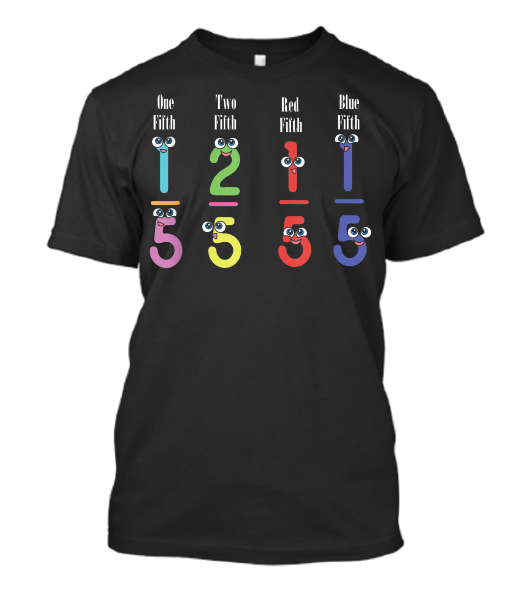 Funny Math Teacher One Fifth Two Fifth Red Blue Fifth T-Shirt