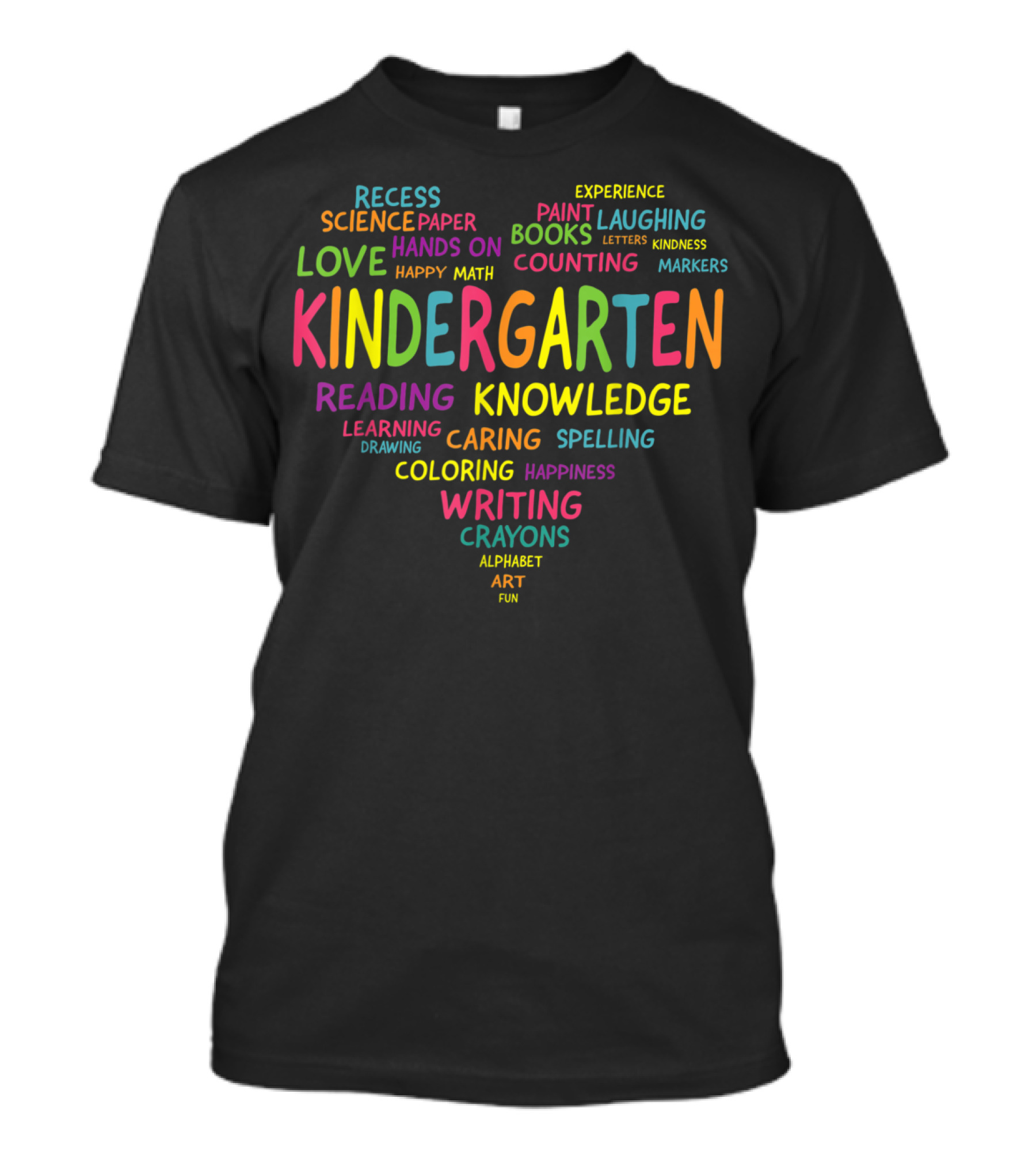 Kindergarten Knowledge Heart Reading Writing Coloring Math Fun Science Words T-Shirt