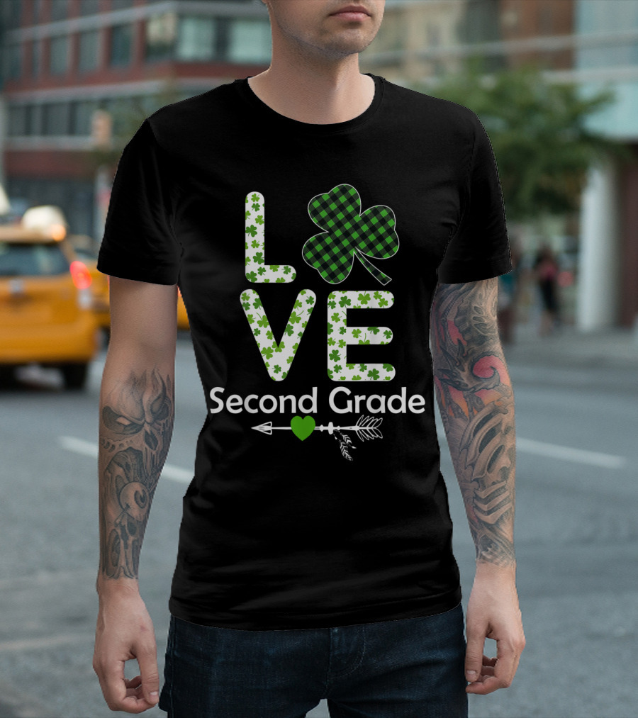 Love Shamrock Second Grade Teacher Appreciation T-Shirt