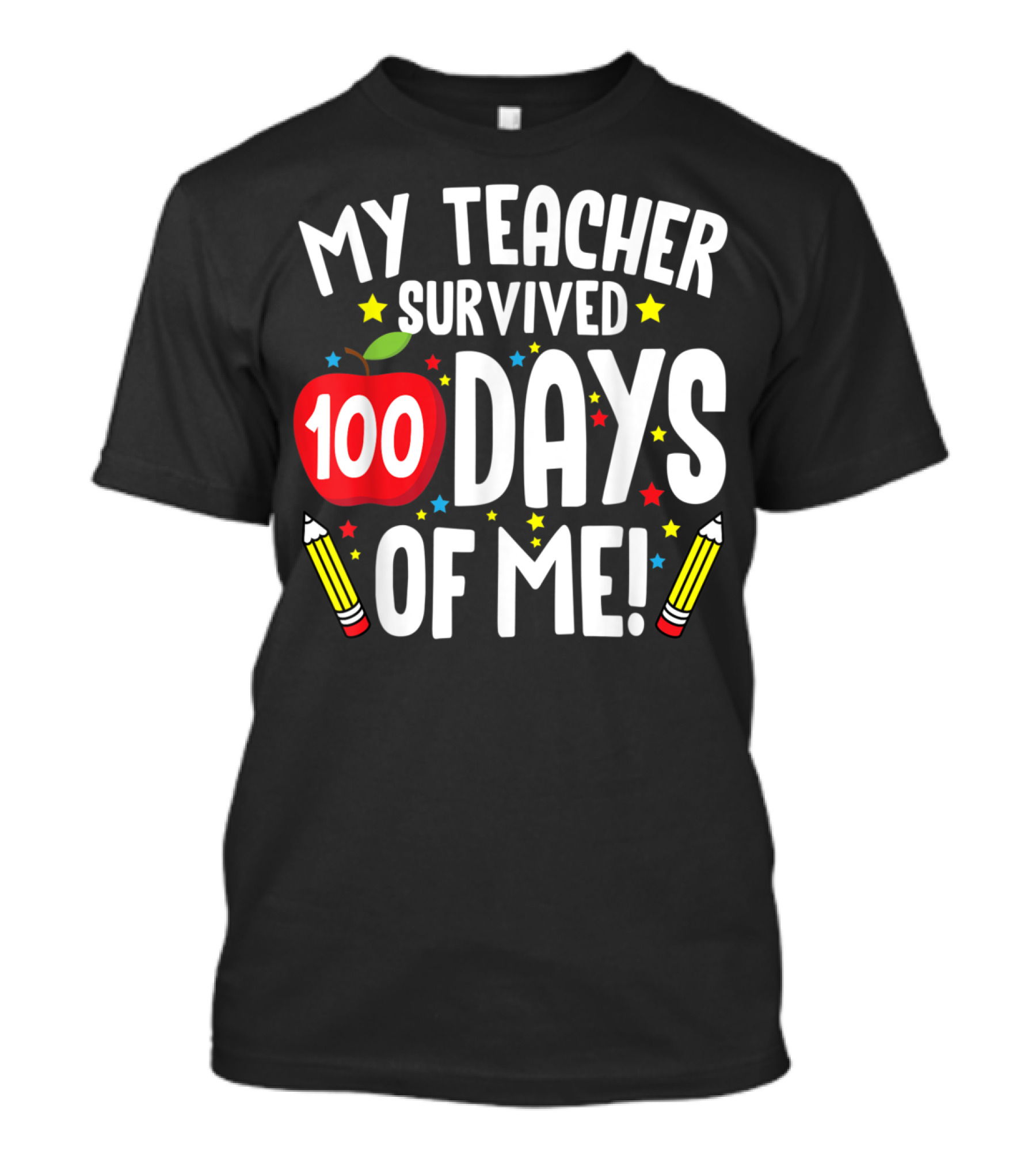 My Teacher Survived 100 Days Of Me Apple Pencil Stars T-Shirt