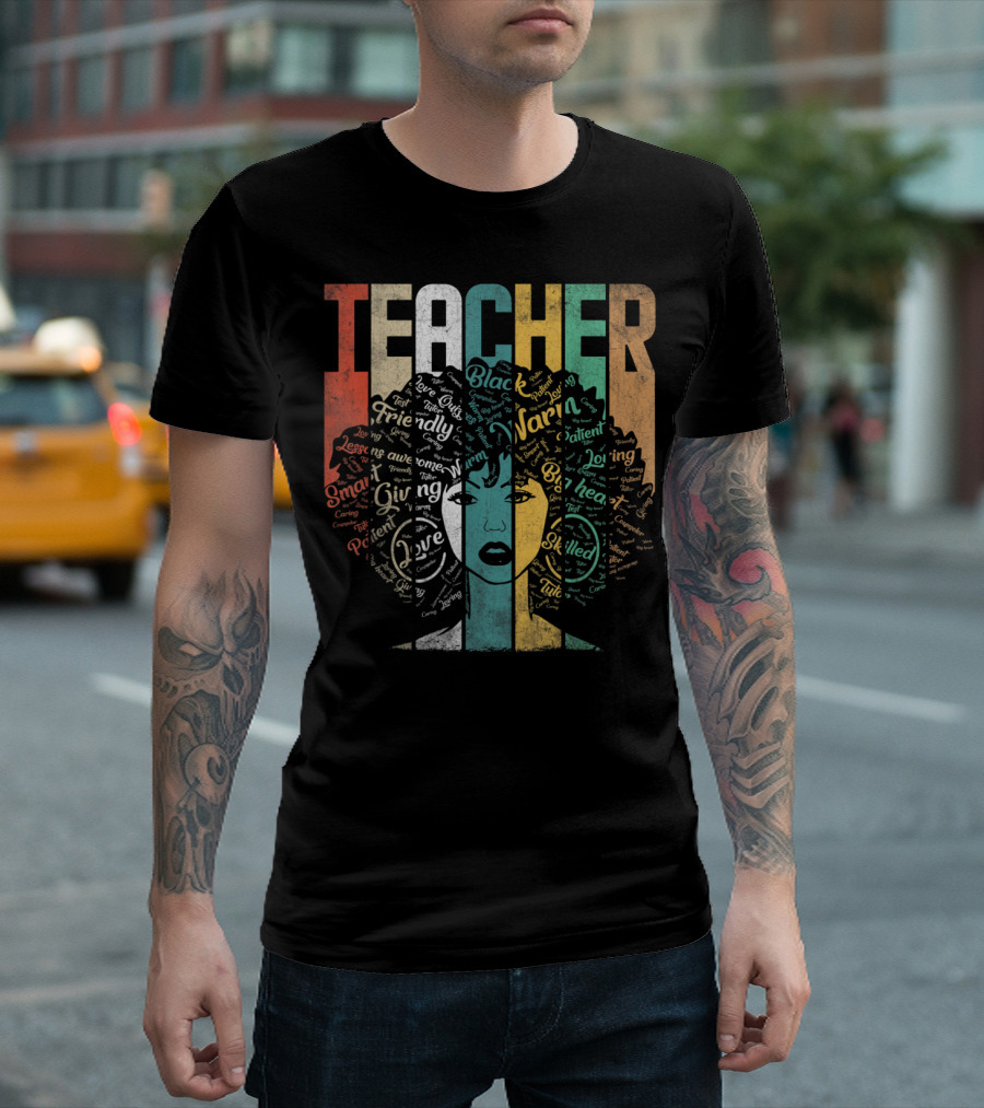 Teacher Black Natural Hair Afro Love Smart Talented T-Shirt