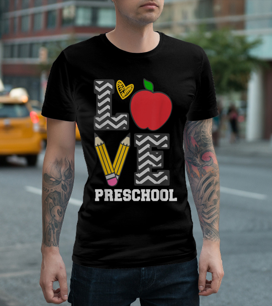 Love Preschool Zigzag Pencil Apple T-Shirt