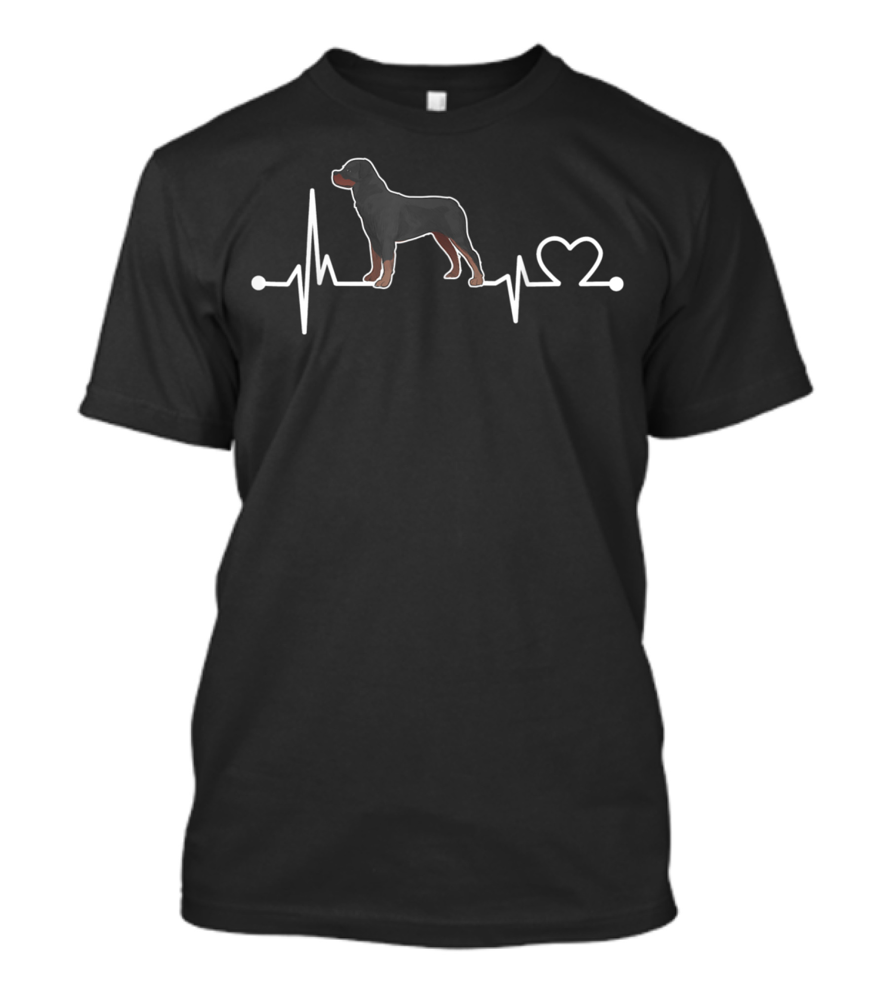 Rottweiler Heartbeat Funny Love Dog Pet Silhouette With Heartbeat Line And Heart T-Shirt
