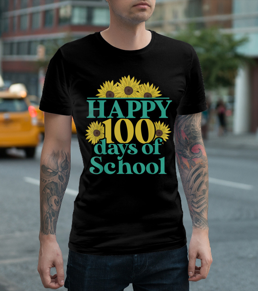 Sunflower Happy 100 Days of School T-Shirt