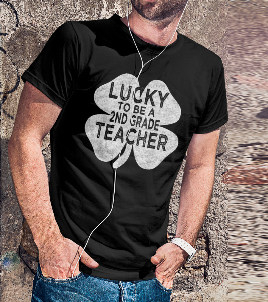 Lucky To Be A 2nd Grade Teacher Vintage Shamrock T-Shirt
