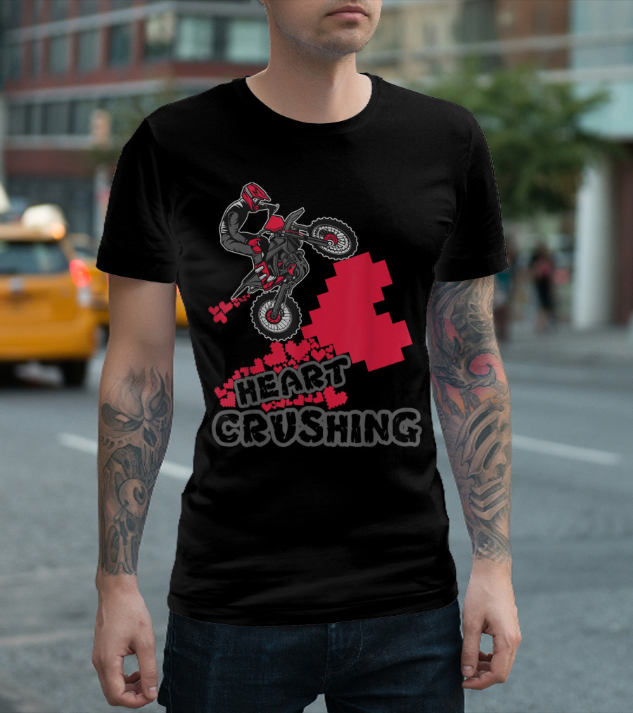 Heart Crushing Valentine's Day Pixel Dirt Bike Jumper T-Shirt