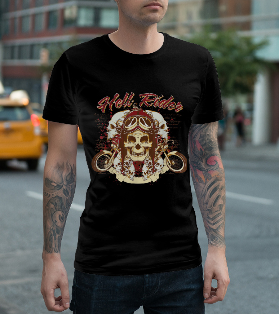 Hell Rider Skull Motorcycle Wild Biker T-Shirt