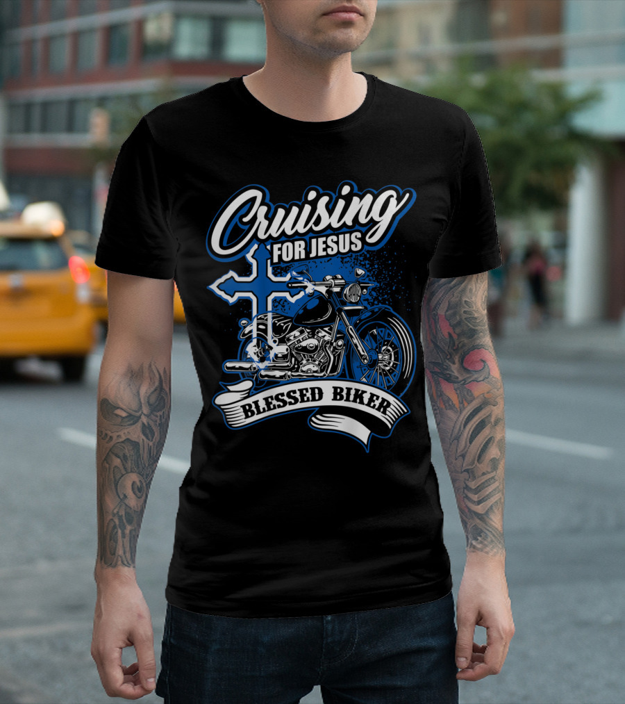 Cruising for Jesus Blessed Biker Motorcycle Cross T-Shirt