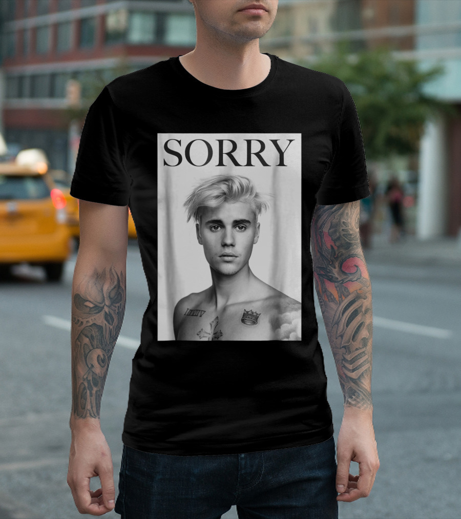 Justin Bieber Sorry Black and White Photo T-Shirt