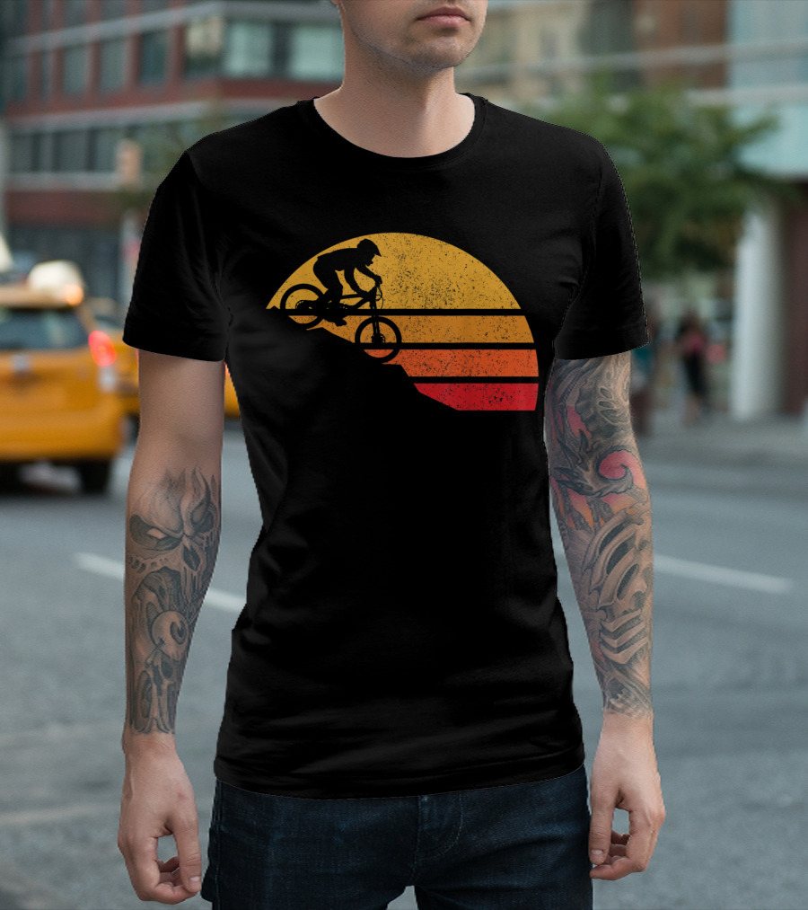 Mountain Bike Downhill Sunset Vintage MTB Biking T-Shirt
