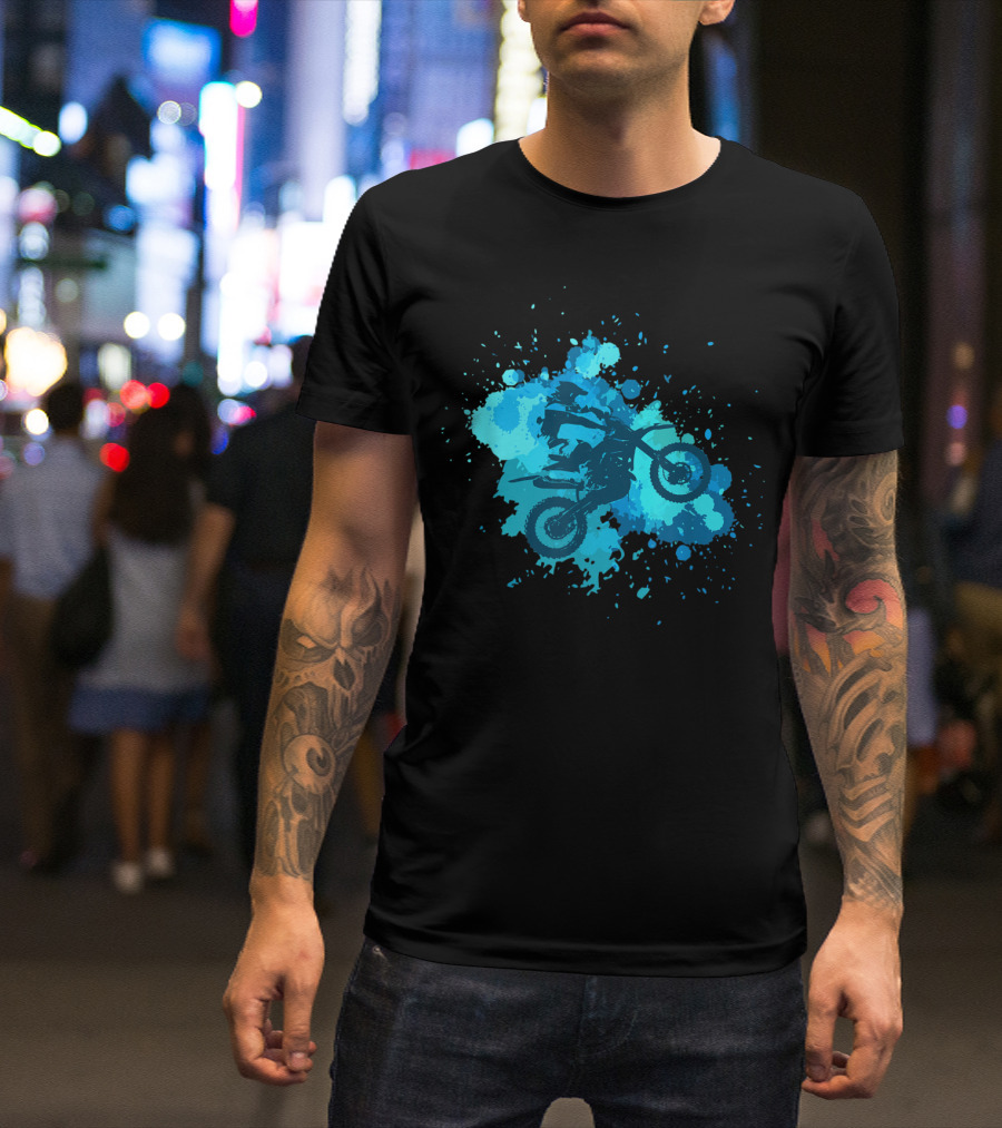 Paint Splash Dirt Bike Motocross Racer Blue Splash Jumper T-Shirt