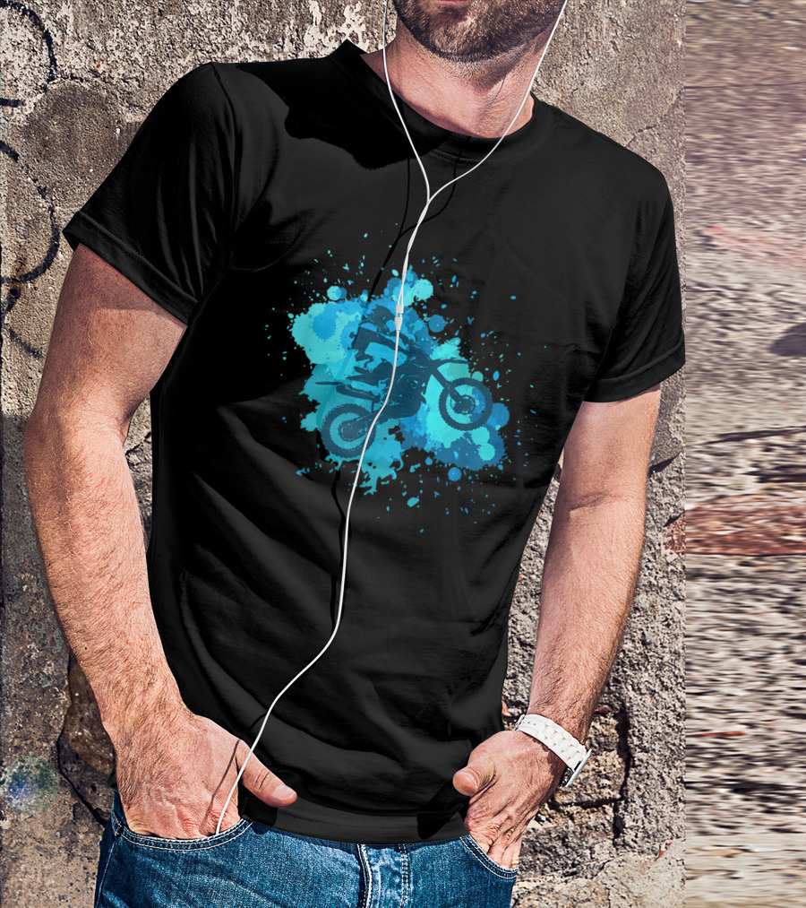 Paint Splash Dirt Bike Motocross Racer Blue Splash Jumper T-Shirt