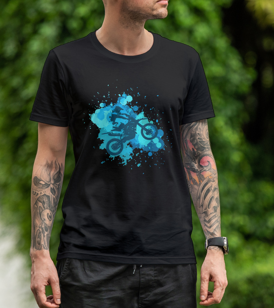 Paint Splash Dirt Bike Motocross Racer Blue Splash Jumper T-Shirt