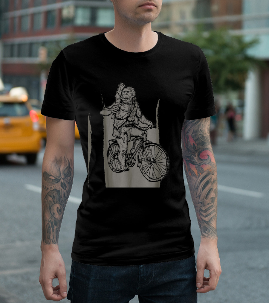 Seembo Neanderthal on Bicycle Retro Cycling Adventure T-Shirt