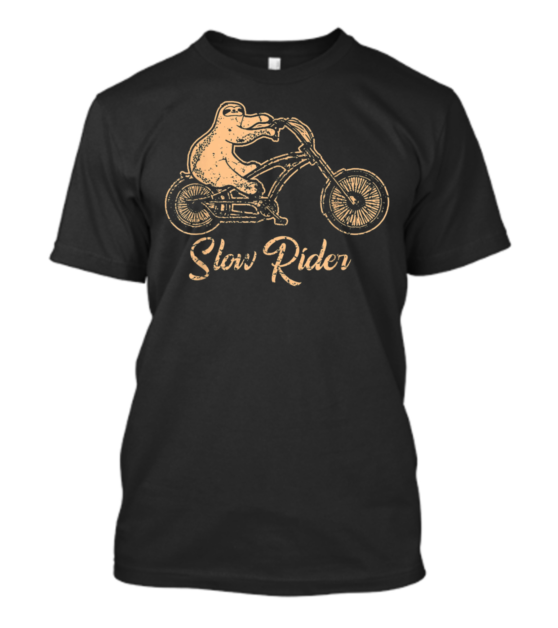 Slow Rider Sloth On Bicycle Motorcycle Biker T-Shirt