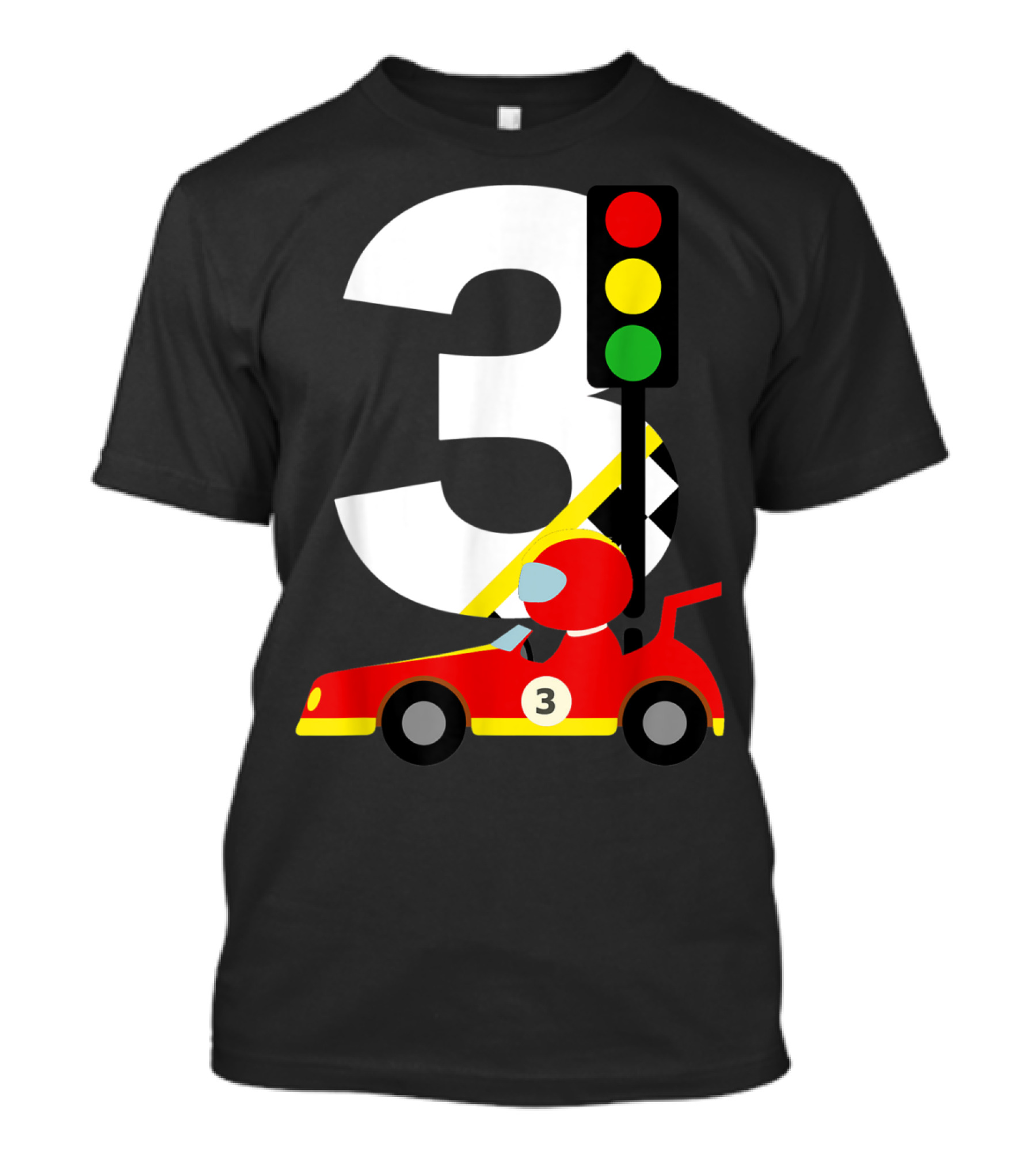 3rd Birthday Race Car Racer 3 Yrs Old With Traffic Light T-Shirt