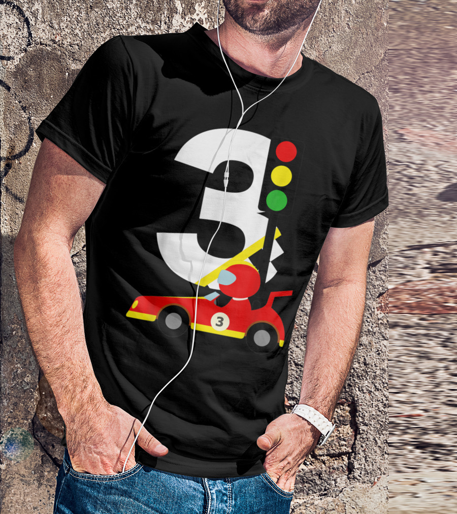 3rd Birthday Race Car Racer 3 Yrs Old With Traffic Light T-Shirt
