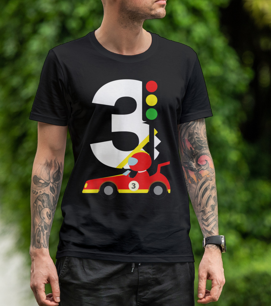 3rd Birthday Race Car Racer 3 Yrs Old With Traffic Light T-Shirt