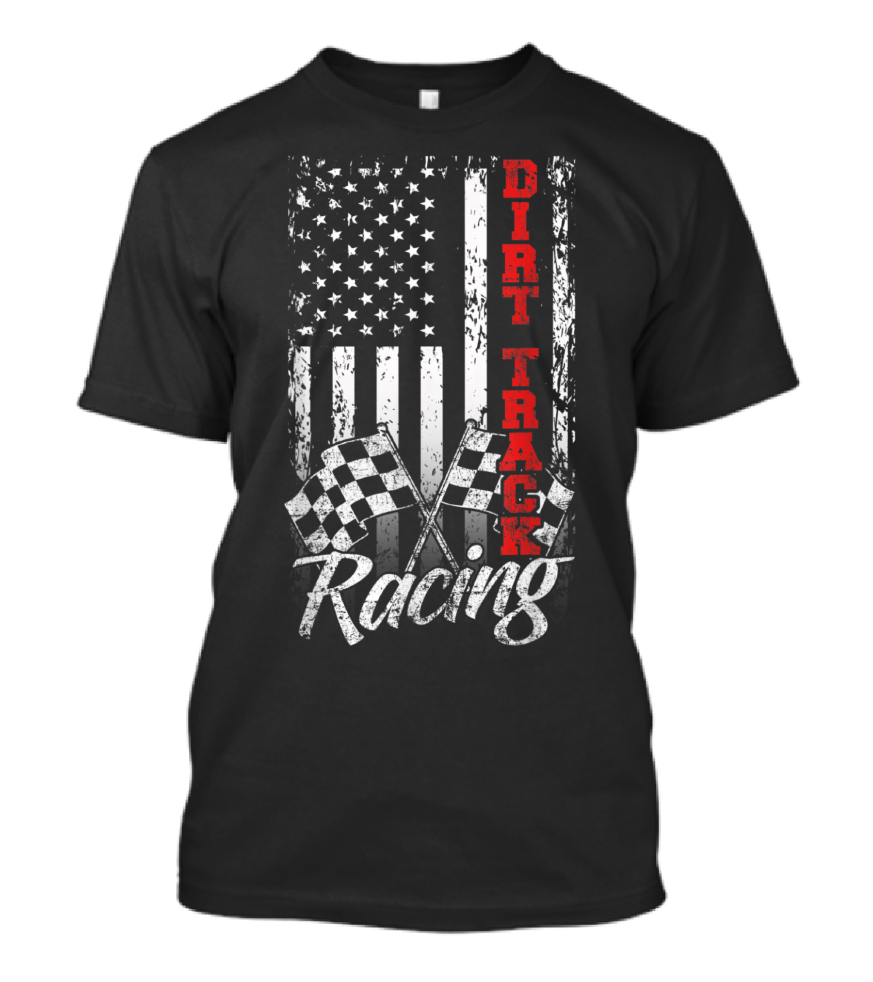 American Flag Dirt Track Racing Checkered Flags T-Shirt