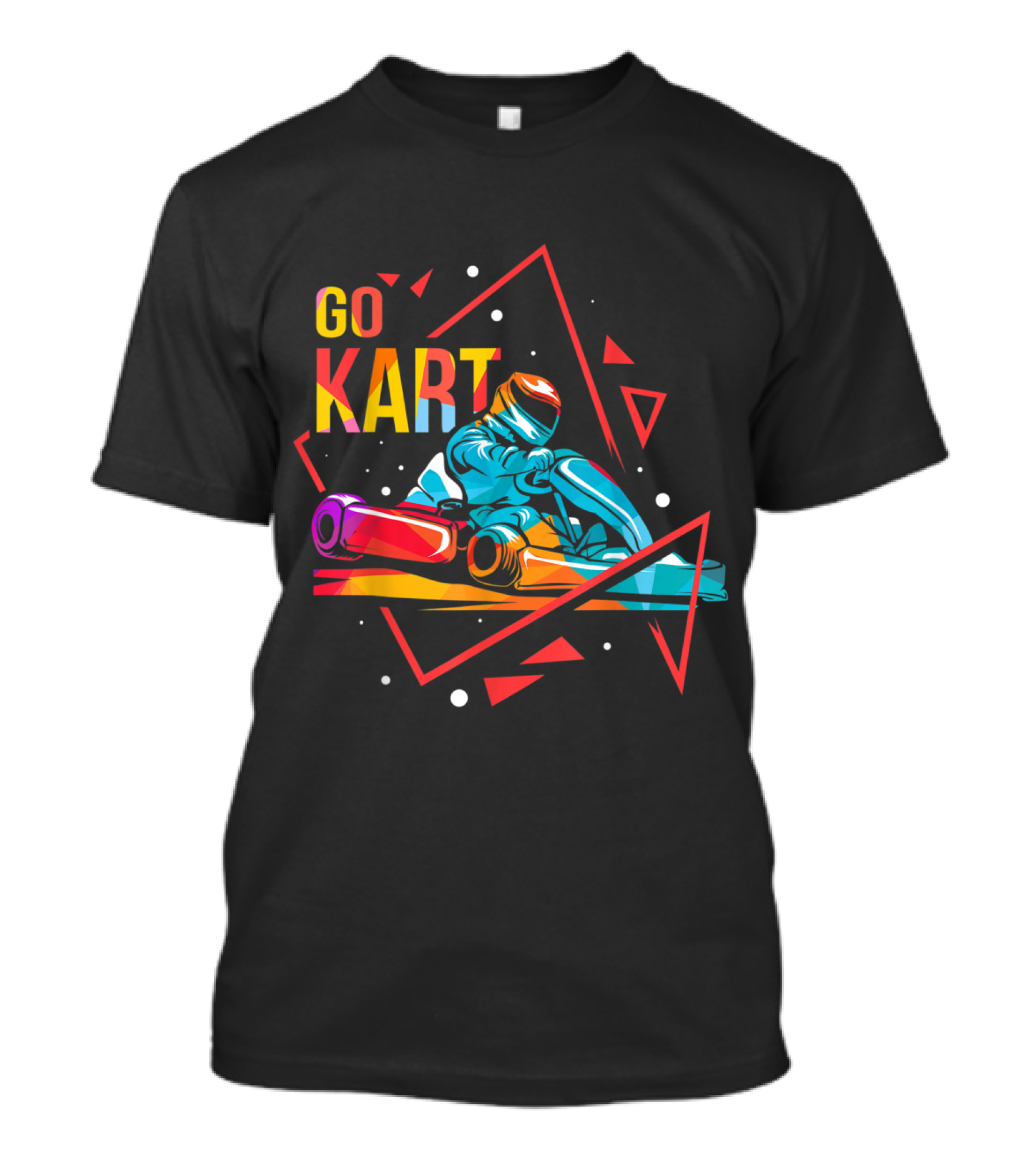 Go Kart Retro Racer Graphic With Dynamic Geometric Elements T-Shirt