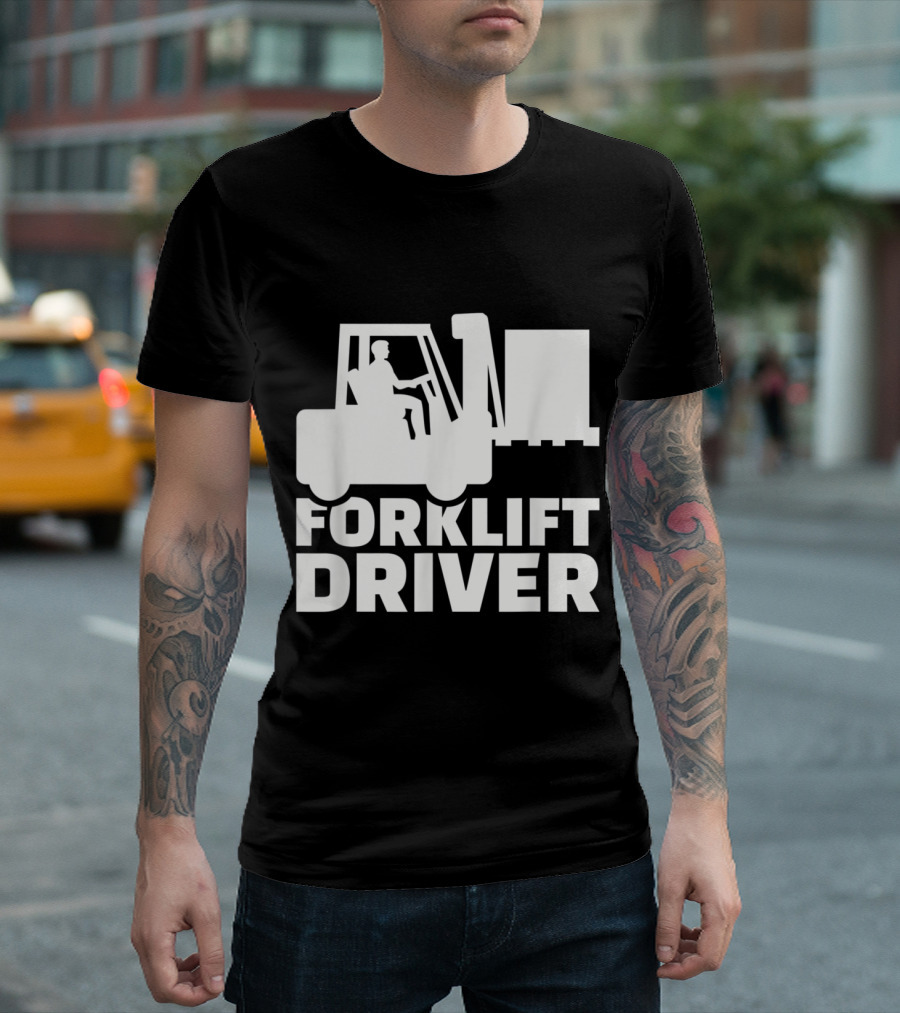 Forklift Driver Silhouette Operator With Forklift Truck And Pallet T-Shirt