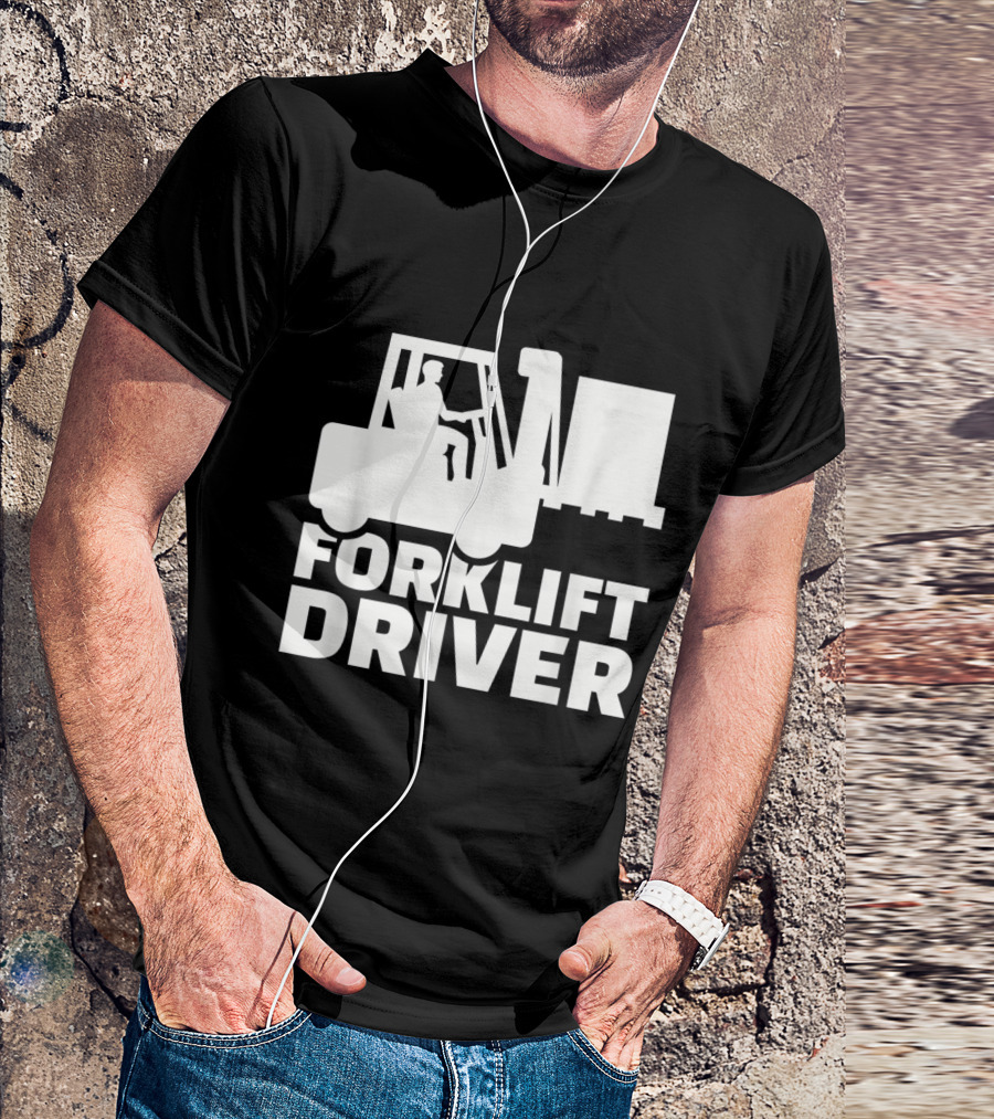 Forklift Driver Silhouette Operator With Forklift Truck And Pallet T-Shirt