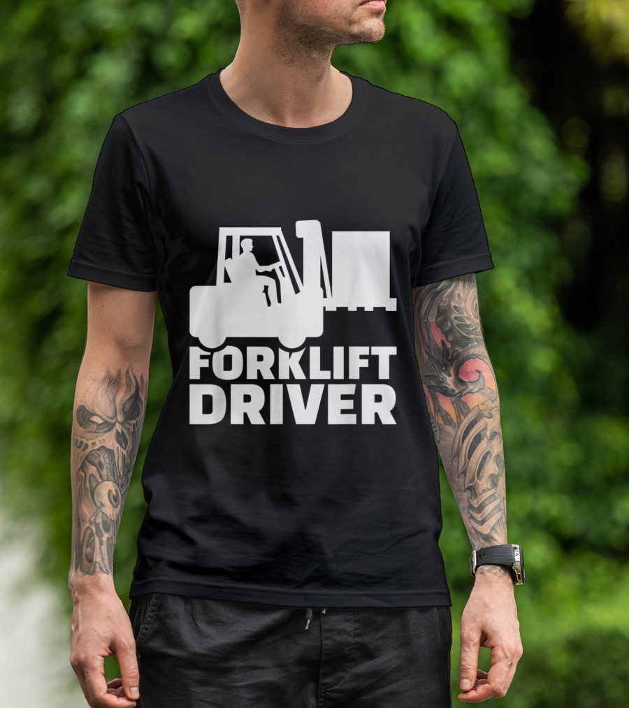 Forklift Driver Silhouette Operator With Forklift Truck And Pallet T-Shirt
