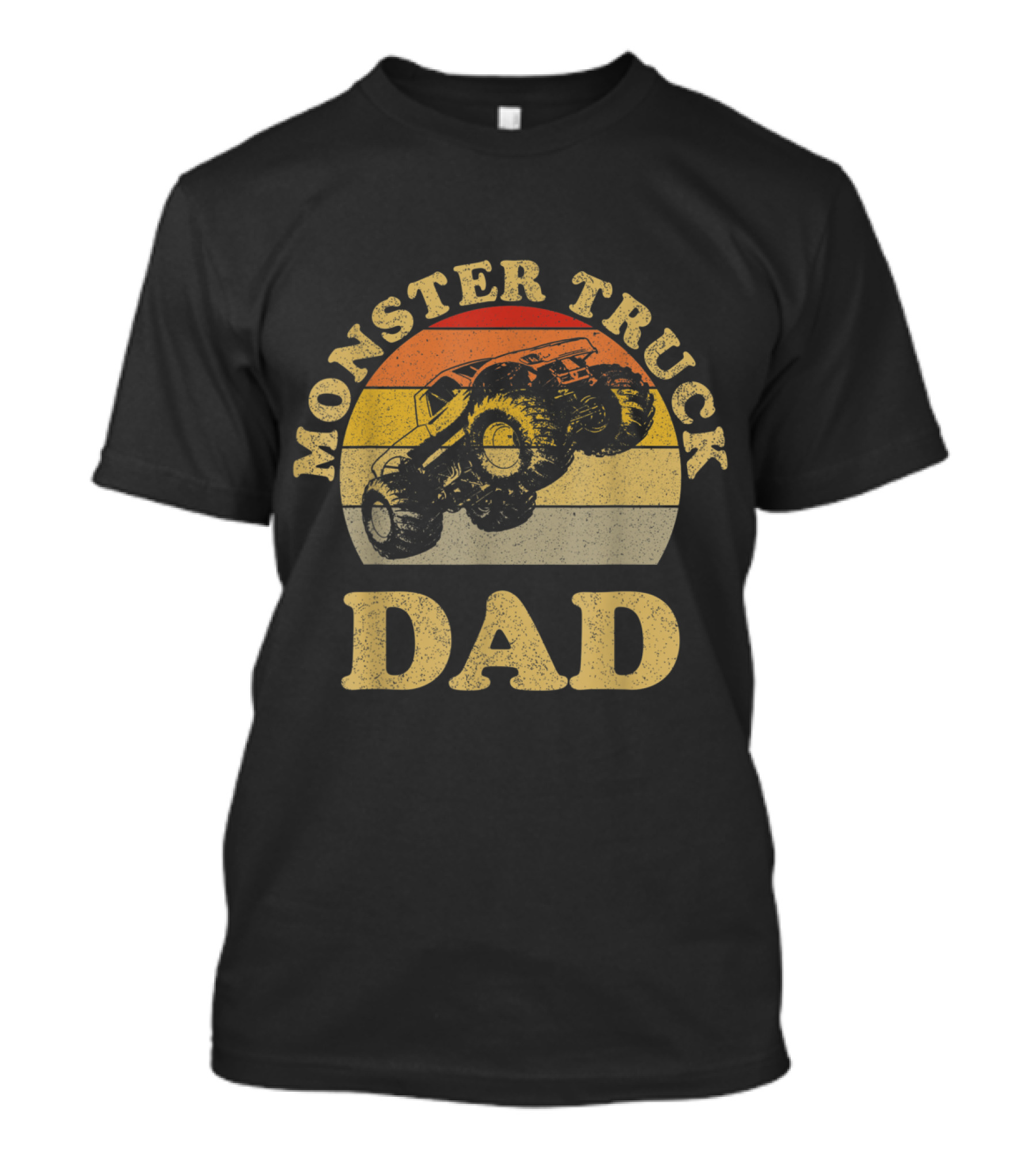 Monster Truck Dad Vintage Monster Truck Retro Sunset Circle T-Shirt