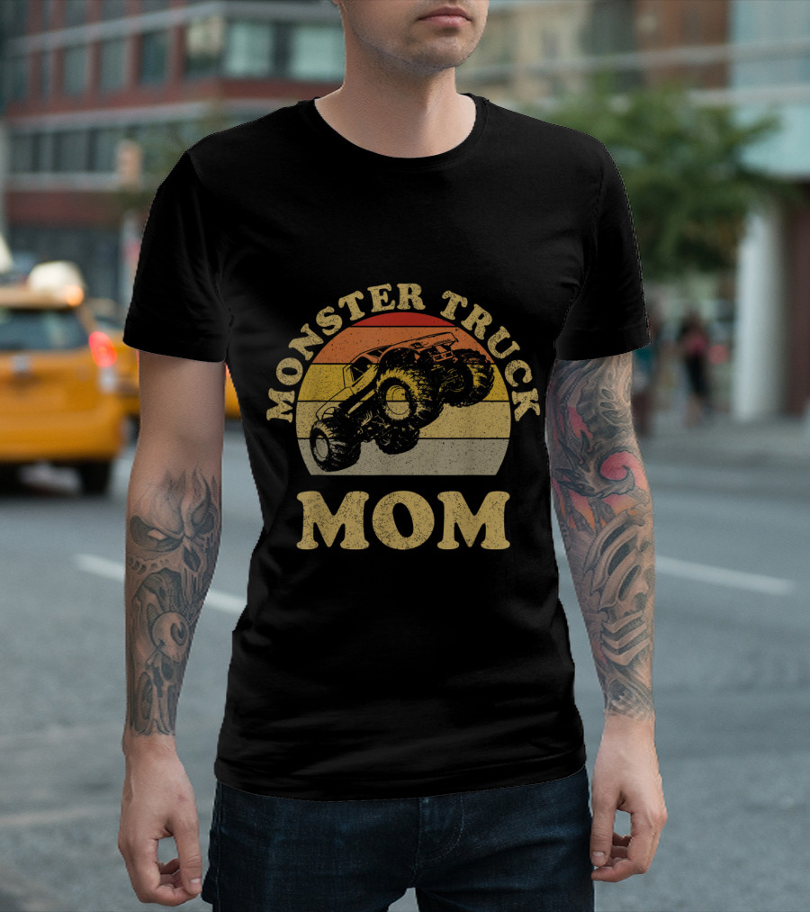 Monster Truck Mom Vintage Retro Stripes T-Shirt