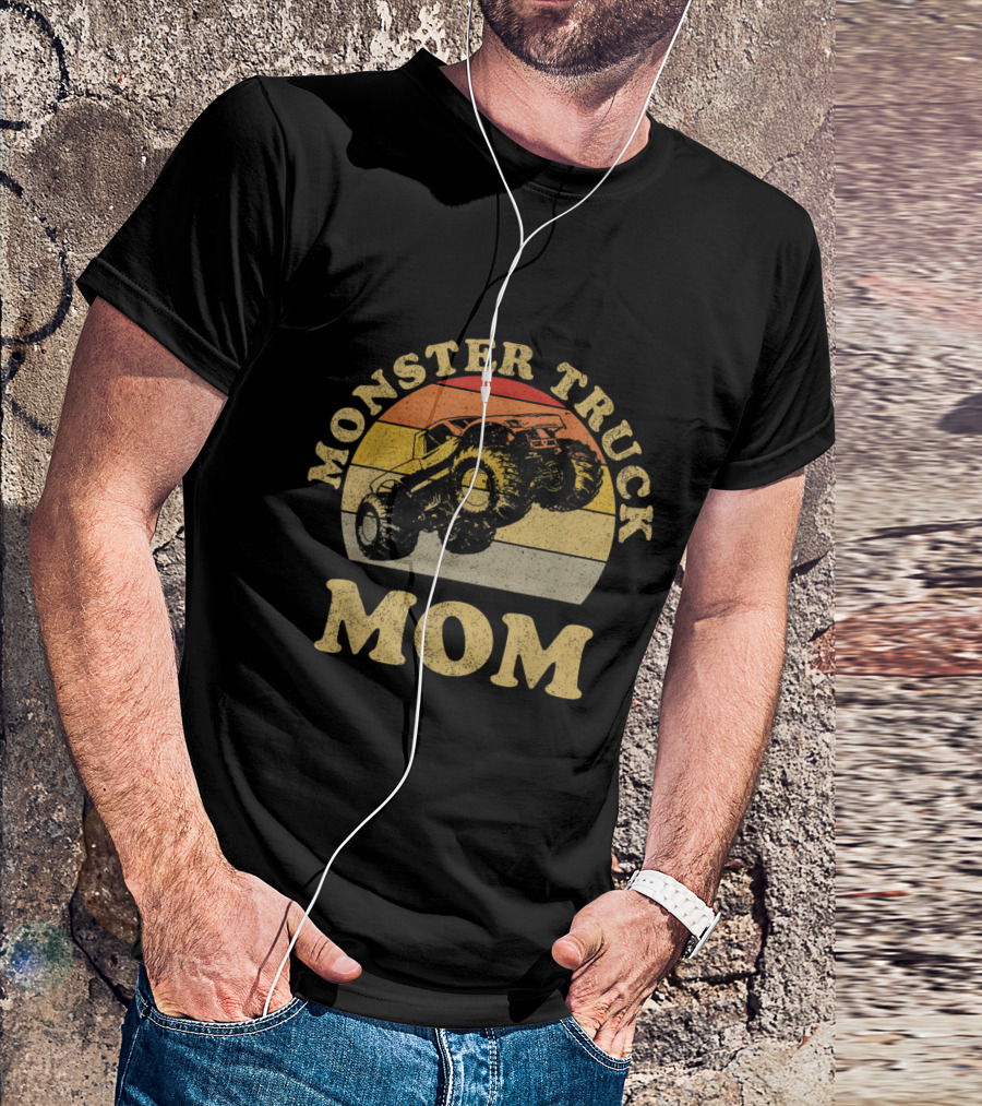Monster Truck Mom Vintage Retro Stripes T-Shirt