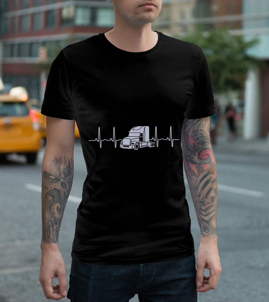 Truck Driver Pulse Big Rig Trucking Heartbeat T-Shirt