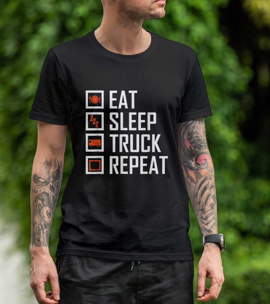 Eat Sleep Truck Repeat Icons T-Shirt