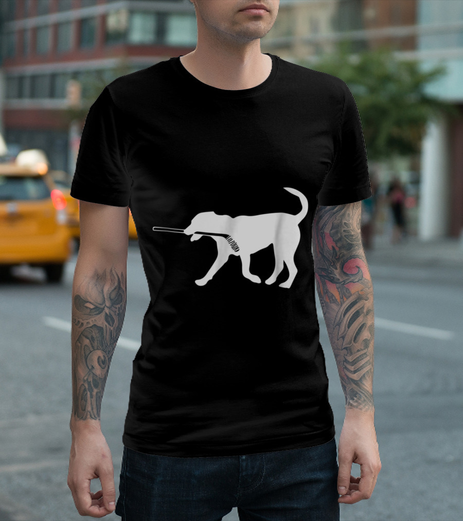 Rocky The Hockey Dog Silhouette with Hockey Stick for Hockey Lovers T-Shirt