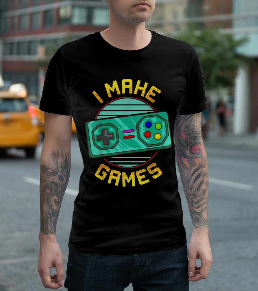 I Make Games Video Game Developers Retro Controller T-Shirt