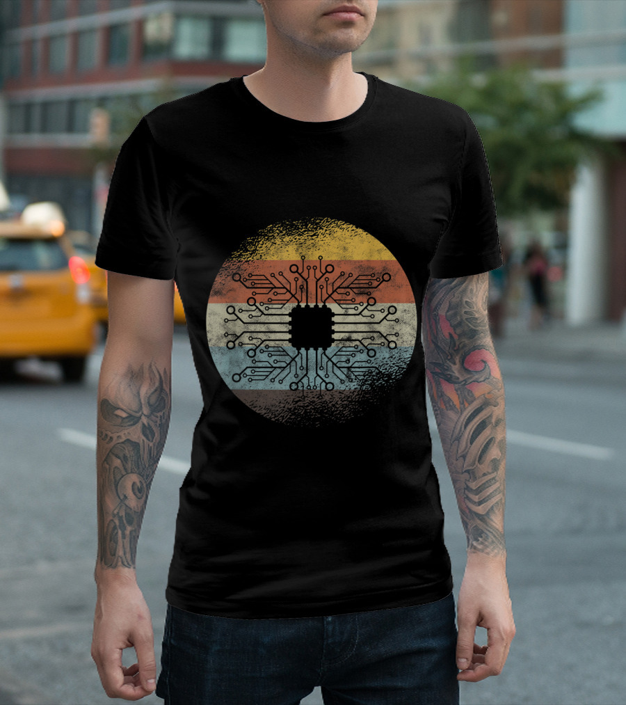Vintage Microchip Circuit Retro Electronics T-Shirt