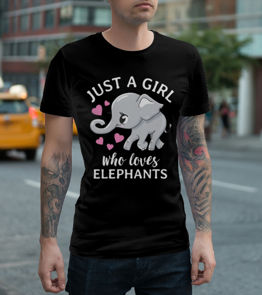 Just a Girl Who Loves Elephants with Hearts T-Shirt